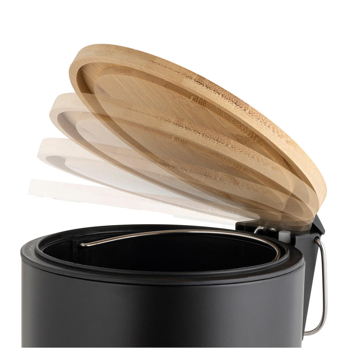 MÜLLEIMER Soft-Close Bambus 3 l Mobelle - Schwarz, Metall (21/27/17cm) - Douceur d´intérieur