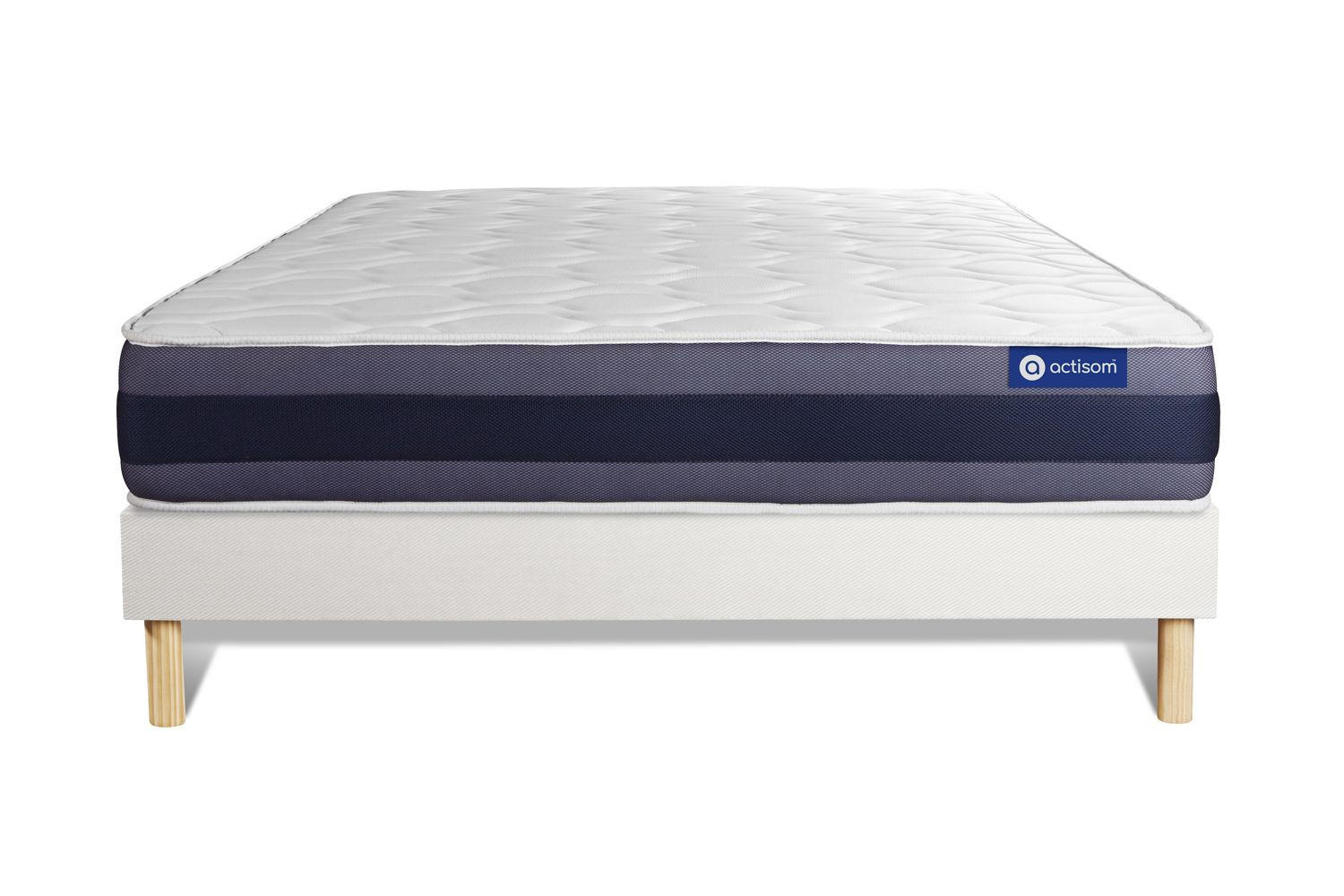 BETT Actimemo morpho Memory-Schaum 150 x 195 cm h1 - Kit Bettgestell Weiß - Beige/Weiß, Holz (150/195cm) - ACTISOM