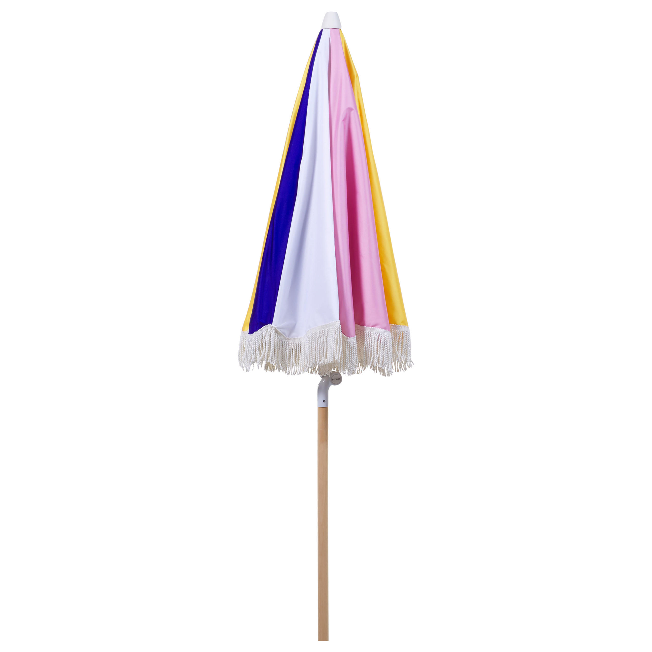 SONNENSCHIRM bunt mit Volant 150 cm Mondello - Blau/Hellbraun, Textil (150/150cm) - Beliani