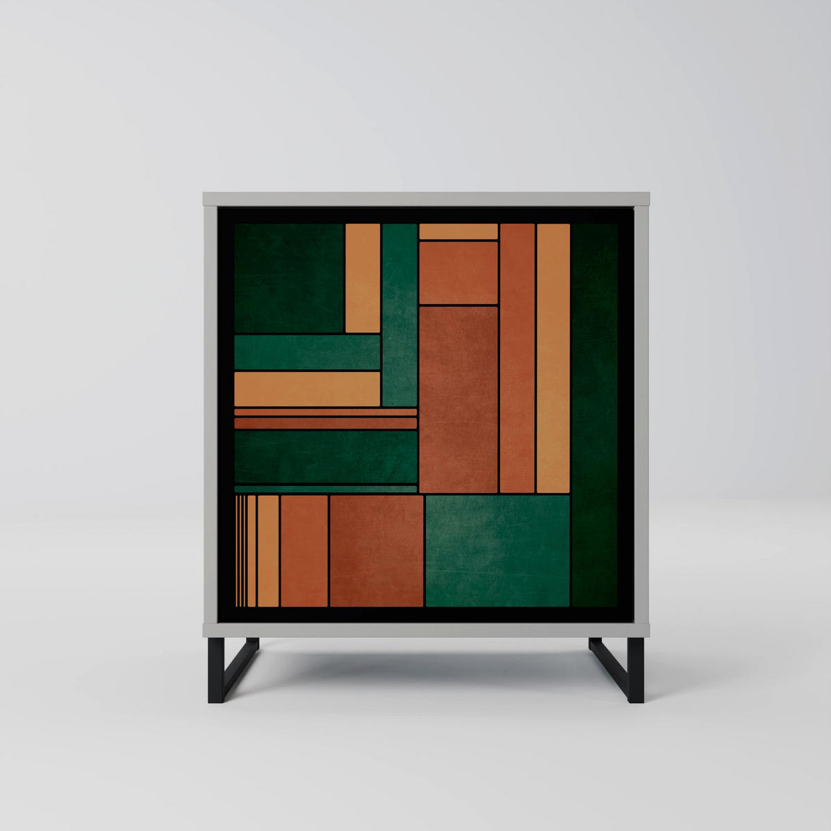 SIDEBOARD EARTHY FIGURES, Grau, 57,5x42x57,5 cm, Ohne Füße - Multicolor/Grau, Holzwerkstoff (57.5/57.5/42cm) - SpaceRebels