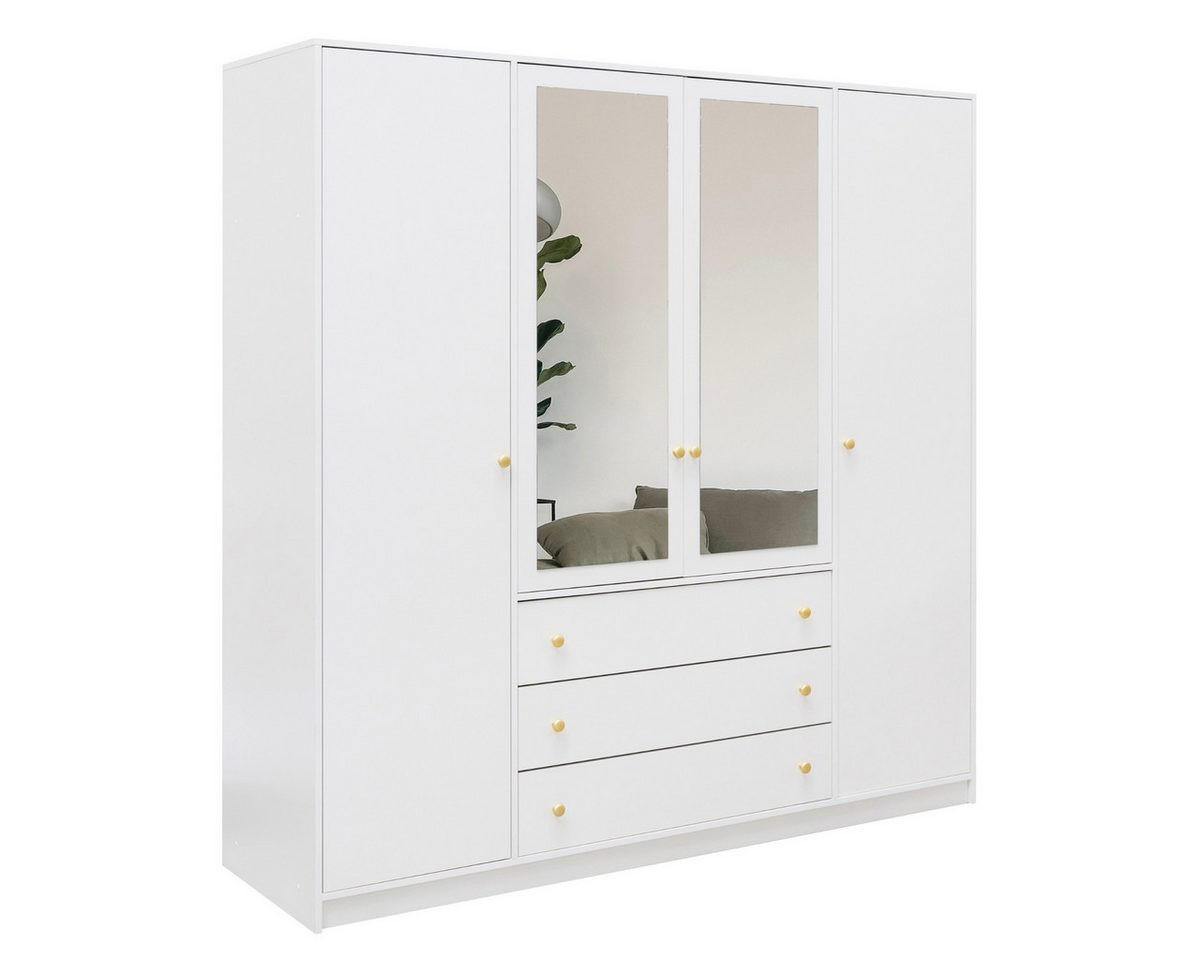 Deine Möbel 24 Drehtürenschrank Weiß 196x200x58 cm