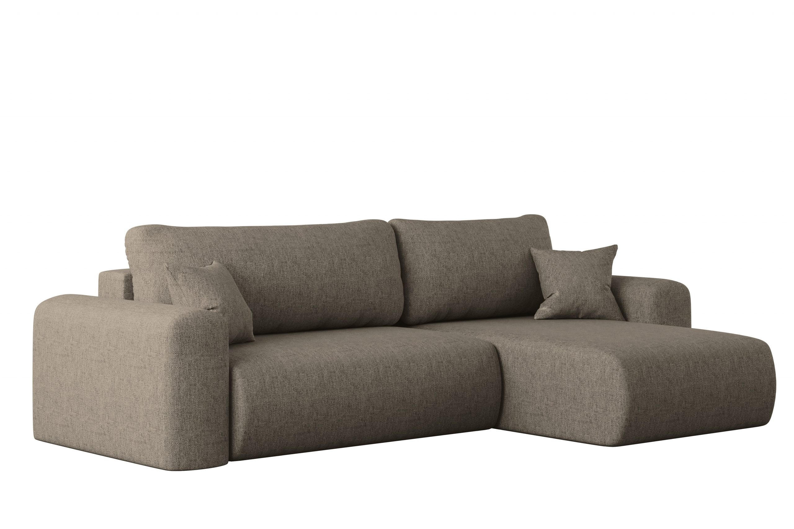 ECKSOFA Mit Schlaffunktion Und Bettkasten L-förmiges Sofa Capri Stoff Verita Rechts Dunkelbeige - Braun, Holz (272/145cm) - Kaiser Möbel