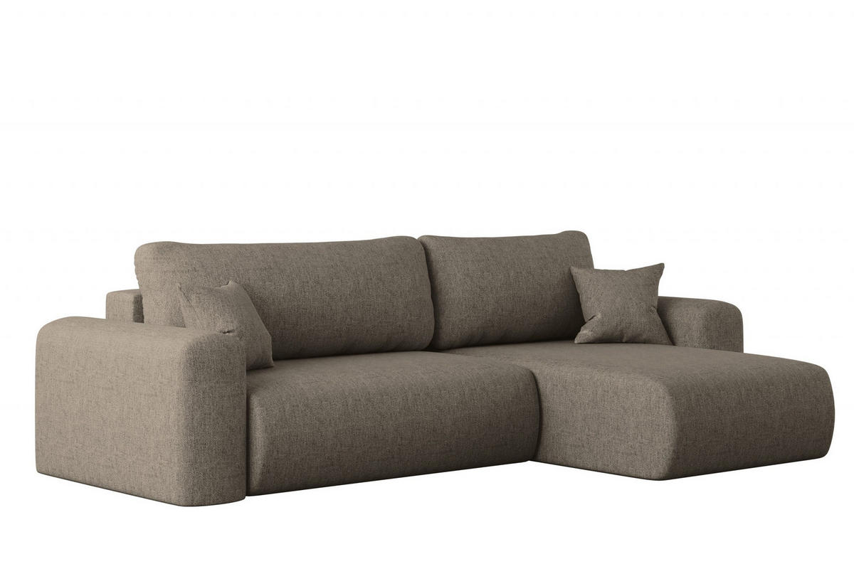 ECKSOFA Mit Schlaffunktion Und Bettkasten L-förmiges Sofa Capri Stoff Verita Rechts Dunkelbeige - Braun, Holz (272/145cm) - Kaiser Möbel