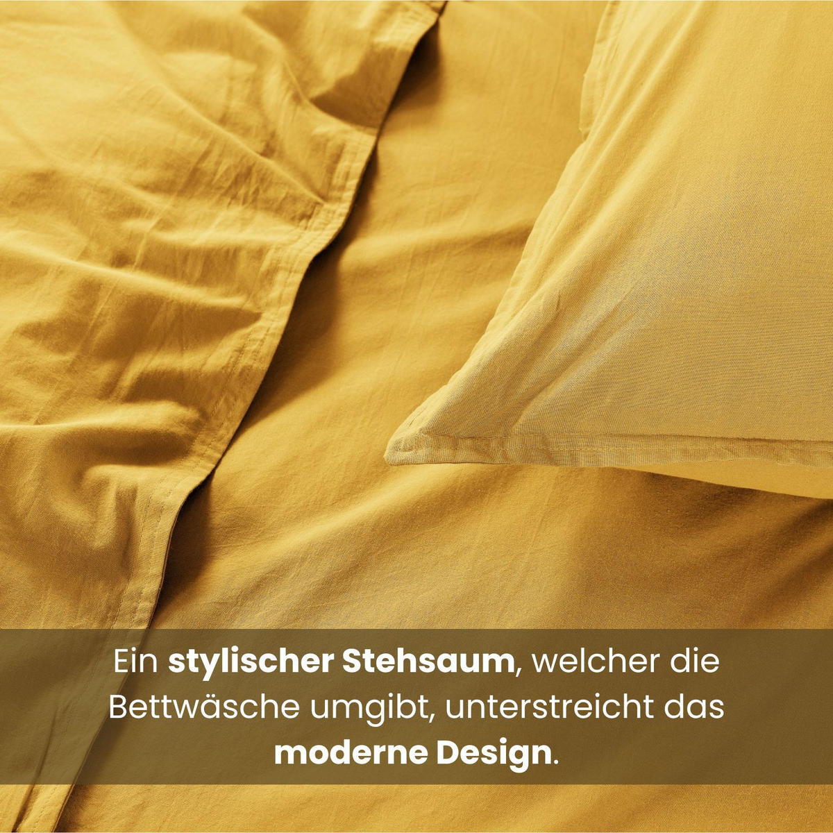 BETTWÄSCHE Stone Washed gelb 135/200 cm 100% Baumwolle Used-Effekt mit Stehsaum - Gelb, Textil (135/200cm) - wometo