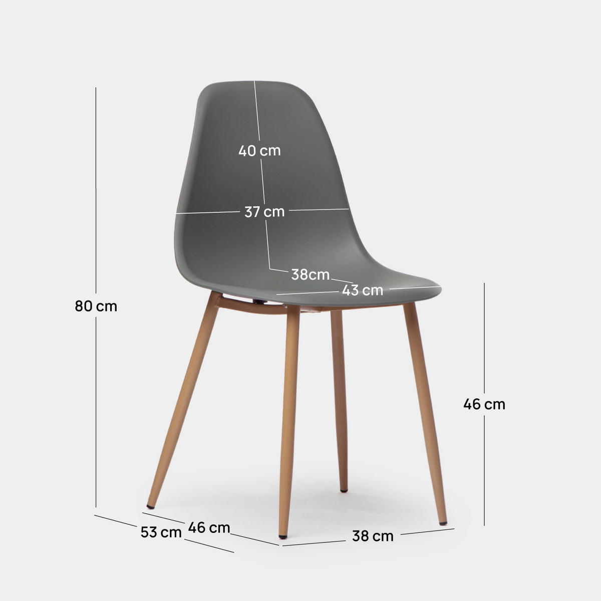 GARTENSTUHL Nina Grau 45 cm x 80 cm 6er-Set - Grau, Kunststoff (45/80/53cm) - Klast Home