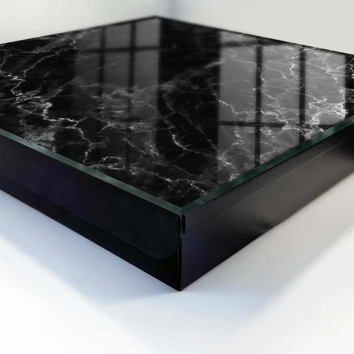 SCHLÜSSELBOX Schwarz 30x30 cm- Türöffnung nach rechts - Marmormuster - Schwarz, Metall (30/30/5cm) - TULUP