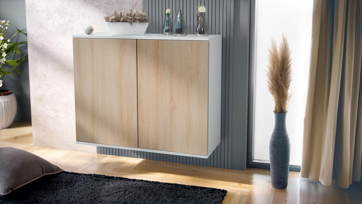 KOMMODE Skadu Eiche sägerau - Eiche San Remo, Holzwerkstoff (92.5/73.5/35cm) - Vladon