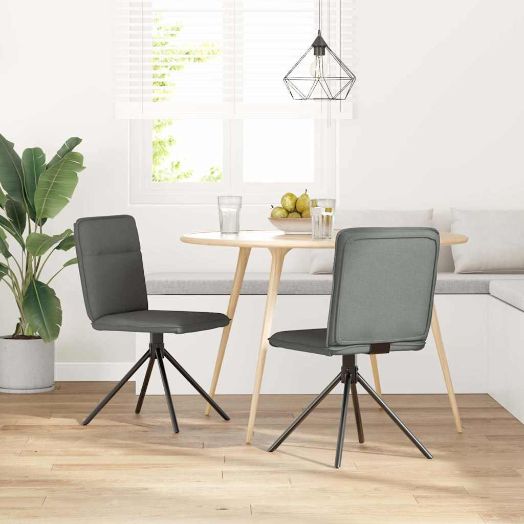 ESSZIMMERSTÜHLE 2 Stk. Dunkelgrau Stoff 46.5*53*84cm - Dunkelgrau, Metall (46.5/84/53cm) - ZMH