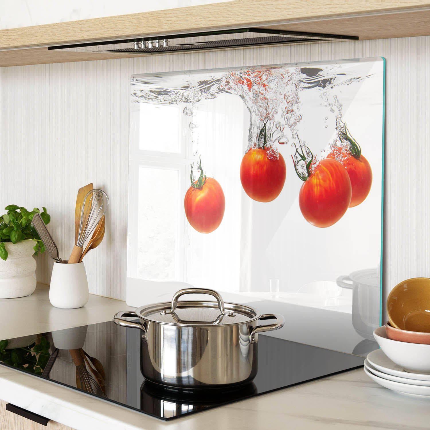 GLASPLATTE 60x52 cm Tomaten unter Wasser - Rot, Glas (60/0.4/52cm) - TULUP