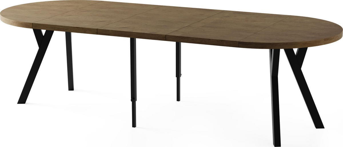ESSTISCH Twixy XXL groß rund oval ausziehbar, Eiche Braun Rustikal 100-250/100/76 cm - Alteiche/Schwarz, Holz/Holzwerkstoff (100/100/76cm) - WFL GROUP