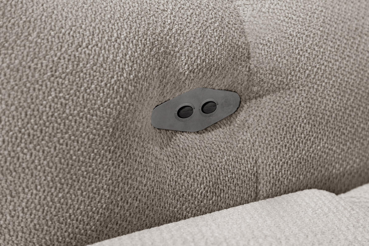 ECKSOFA KIMI 3-Sitzer, ausziehbarer Sitz, verstellbare Kopfstützen, beige - Beige/Schwarz, Holzwerkstoff/Textil (270/160cm) - Courtois Laville