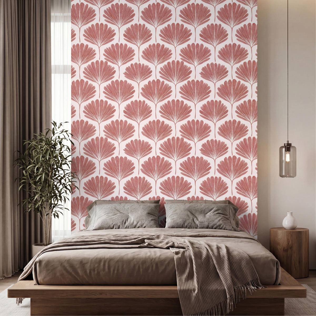 TAPETE - Fächer - Motiv - Terra - 200x300 cm - Rotbraun, Papier (200/300cm) - OnlyWow