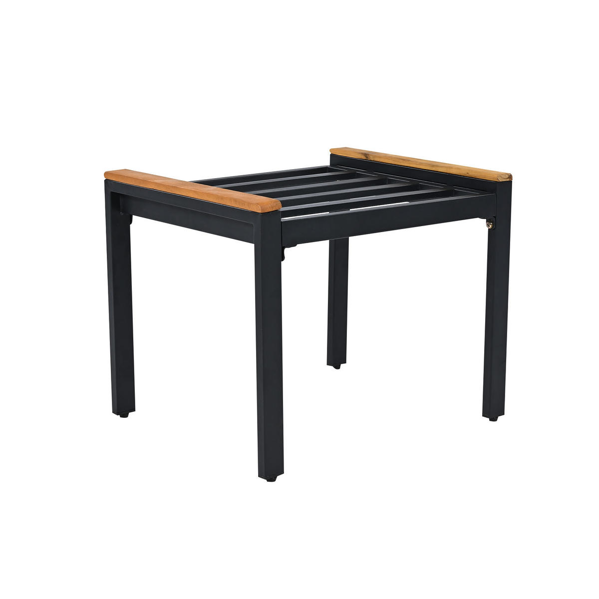 GARTENSETS aus Akazienholz Schwarz mit Servierwagen auf Rollen - Schwarz, Metall - Modfu