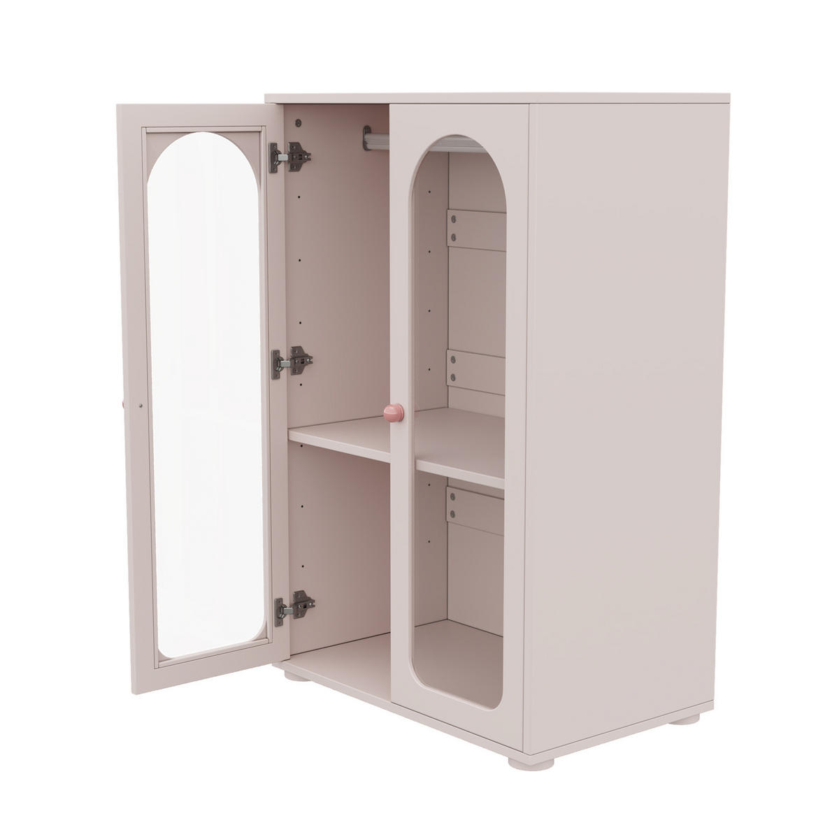 KLEIDERSCHRANK aus MDF und Acryl 160x50x120 cm Babyrosa im 2er-Set mit Kleiderstange und verstellbaren Einlegeböden - Pink, Holzwerkstoff (160/120/50cm) - Modfu