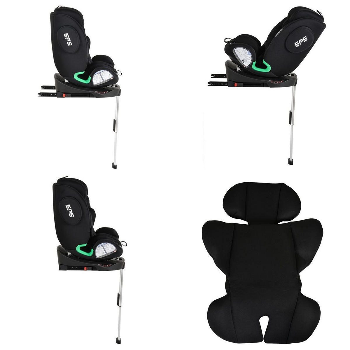 KINDERSITZ Legend i-Size schwarz (40-150cm) Isofix 360 Grad-Drehung Stützbein SPS - Schwarz, Kunststoff (46/60/50cm) - Moni