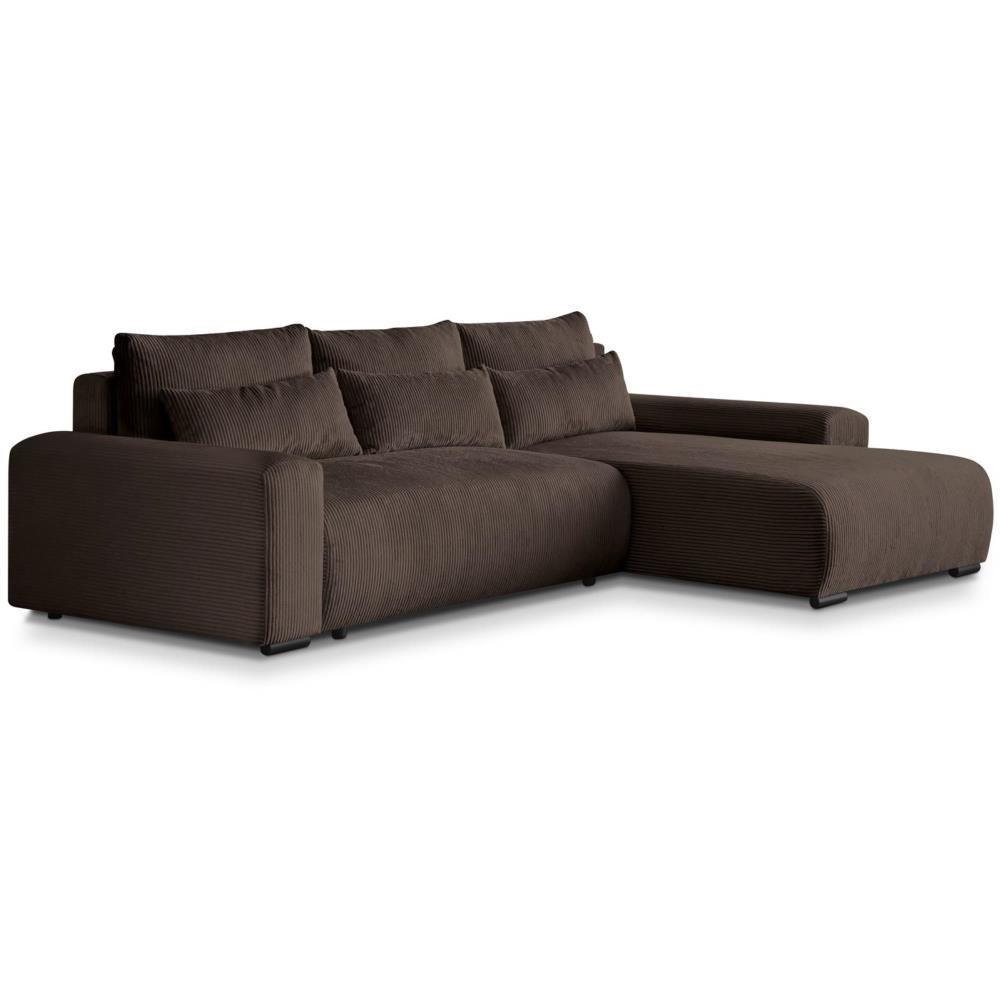 ECKSCHLAFSOFA Benny braun rechts - Schwarz/Braun, Kunststoff/Textil (271/185cm) - Beautysofa