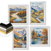 WANDBILDER 4er-Set - 50x50 cm & 40x60 cm Weißer Rahmen - Herbstliche Naturlandschaften - Weiß, Kunststoff (50/50cm) - ArtPrintCave