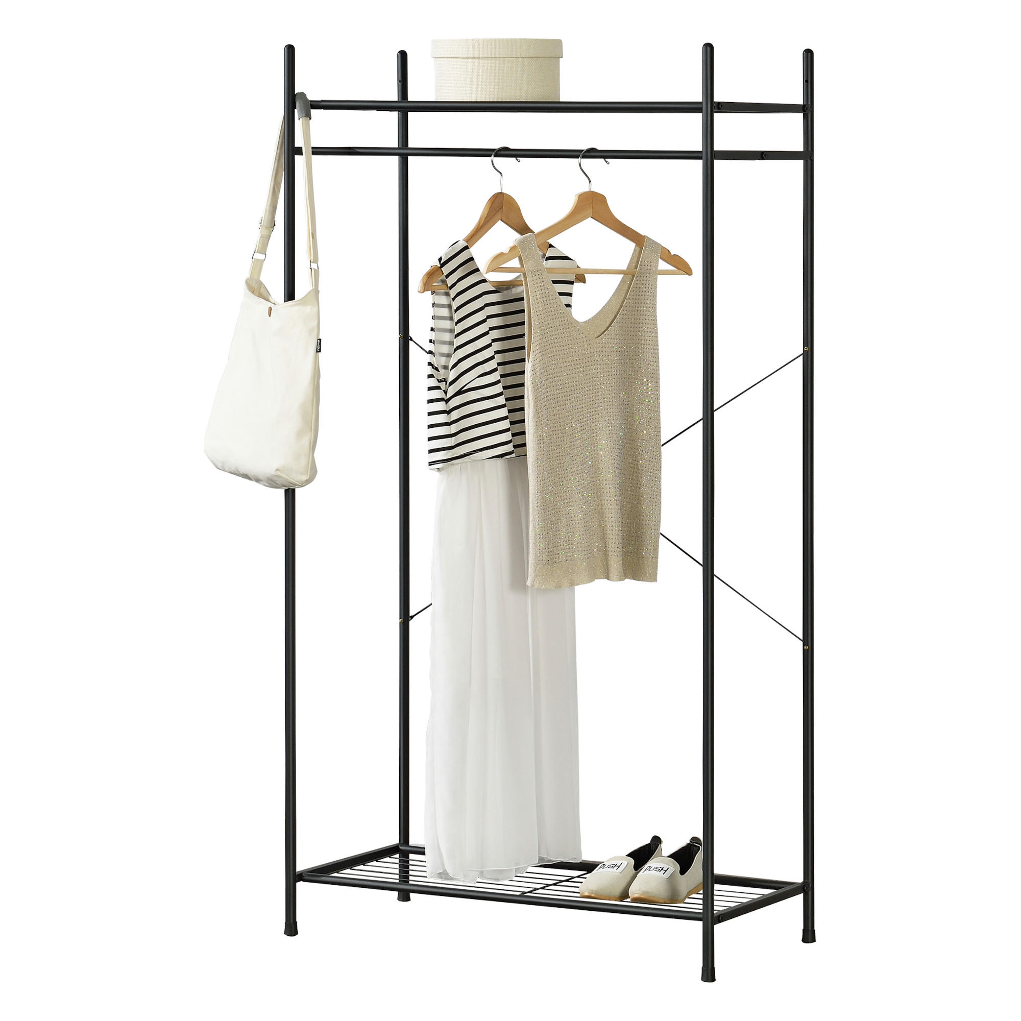 GARDEROBENSTÄNDER - Schwarz, Metall (80/150/39cm) - [en.casa]