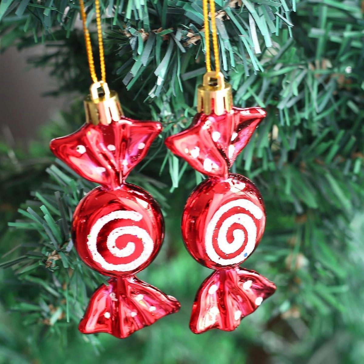 WEIHNACHTSBAUMSCHMUCK 12-teiliges Set Süßigkeiten Rot - Rot, Kunststoff (3/1/10cm)