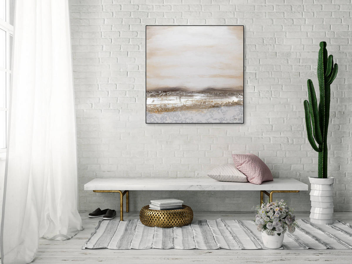 ÖLGEMÄLDE 80/80 cm - Beige, Holz/Textil (80/80cm) - KUNSTLOFT