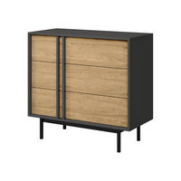 KOMMODE Alsy 3S AL08 - Eichefarben/Anthrazit, Holzwerkstoff/Kunststoff (93/87/43cm) - MIRJAN24