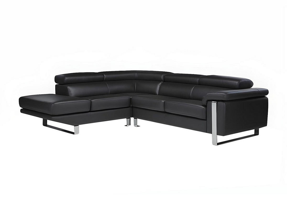 SOFA ohne Schlafmöglichkeit - 5 Personen - Leder - Schwarz - Schwarz, Leder (253/87/213cm) - Vente-Unique