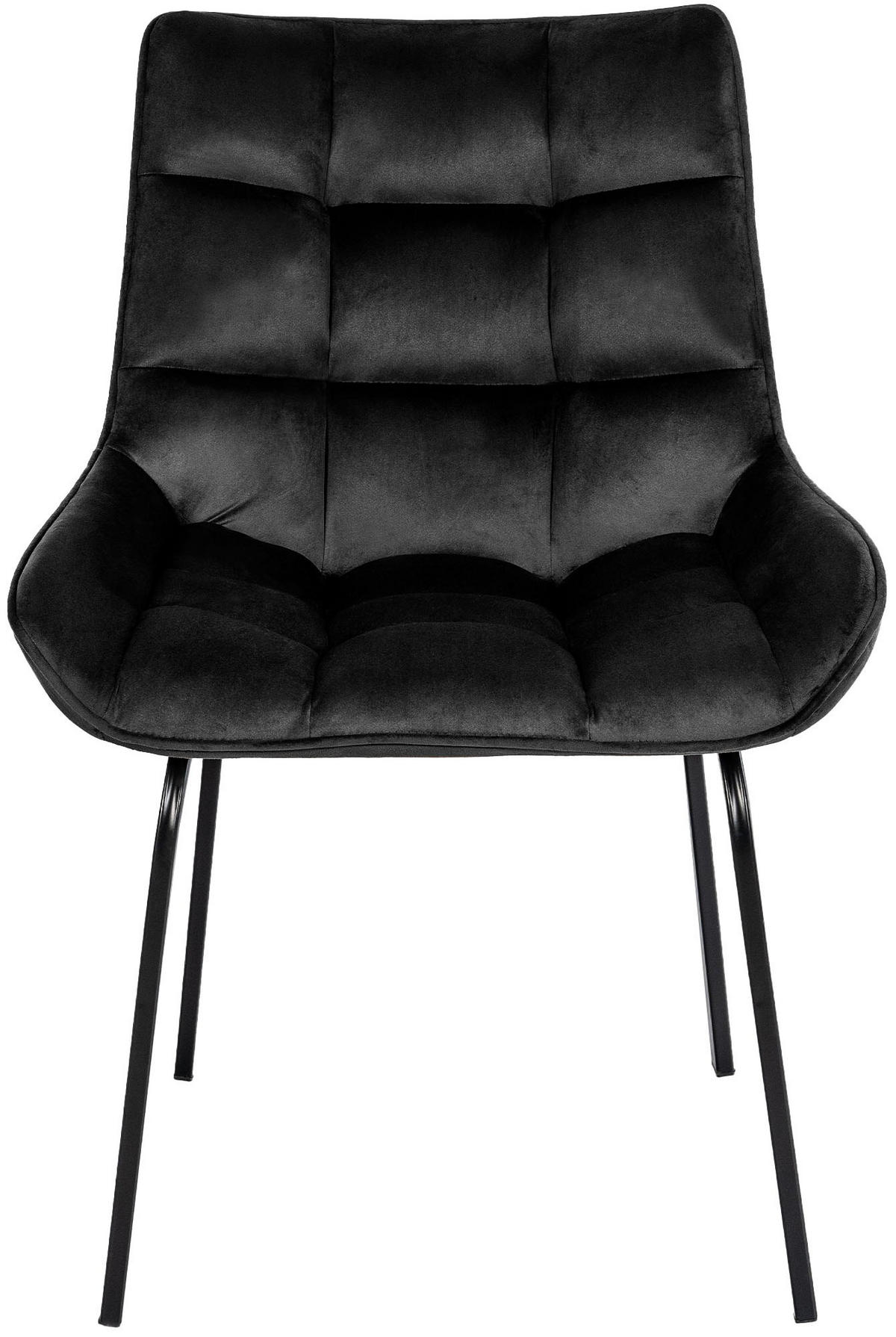 STUHL Samt schwarz - Schwarz, Textil/Metall (58/84/57cm) - CLP