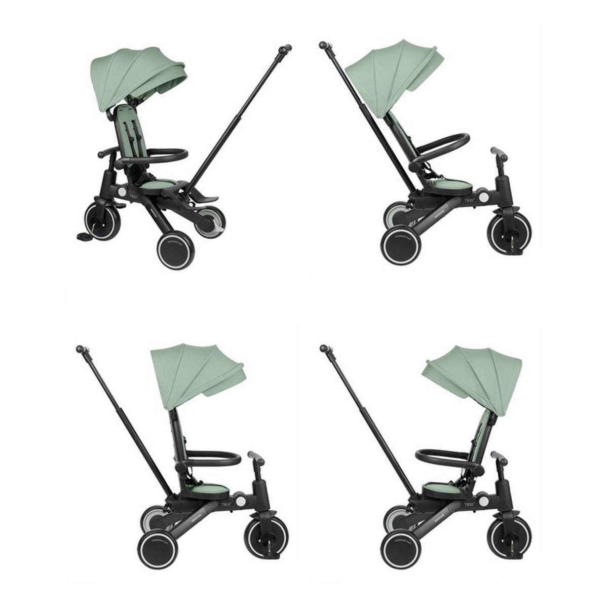 DREIRAD 5 in 1 Trix 2 grün zusammenklappbar, verstellbare Rückenlehne, Gurt - Grün, Metall (54/52/98cm) - Kikka boo