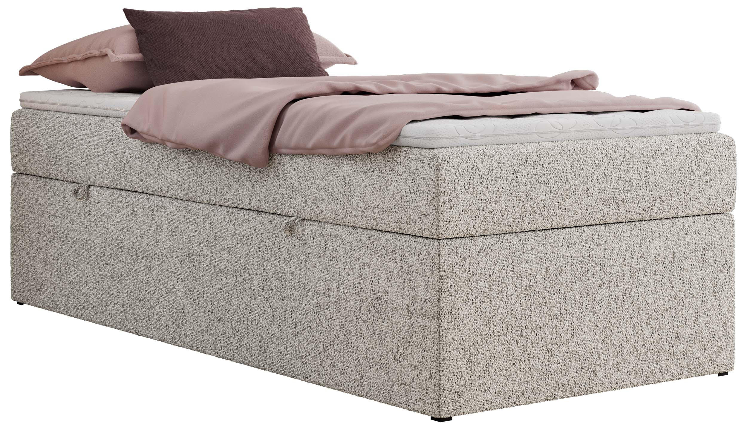 POSTEL BOXSPRING ZERO 90/200 - Světle šedá Strukturovaná látka - H3 - světle šedá, textil (90/200cm) - MKS