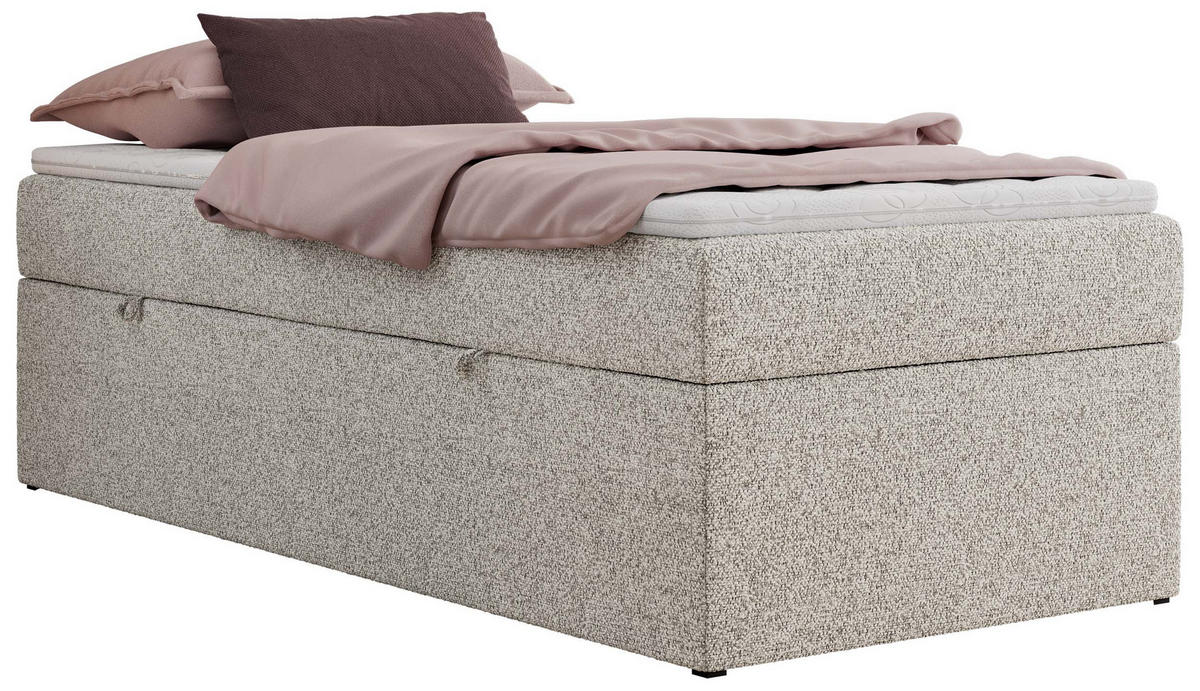 BOXBETT ZERO 90/200 - Hellgrau Velvet - H3 - Topper Visco - Hellgrau, Textil (90/200cm) - MKS