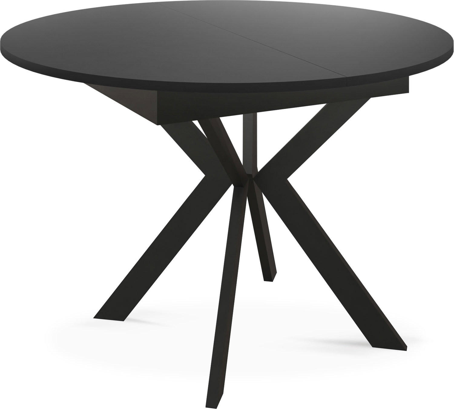 JEDÁLENSKÝ STÔL Lily Okrúhly Rozkladací s Čiernami Kovovými Nohami, Čierna 100-138/100/76 cm - čierna, kov/kompozitné drevo (100/140/76cm) - WFL GROUP