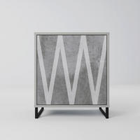 SIDEBOARD SOLID ZIG ZAG, Grau, 57,5x42x67,5 cm, Schwarze Metall-Rahmenfüße - Multicolor/Schwarz, Holzwerkstoff/Metall (57.5/67.5/42cm) - SpaceRebels