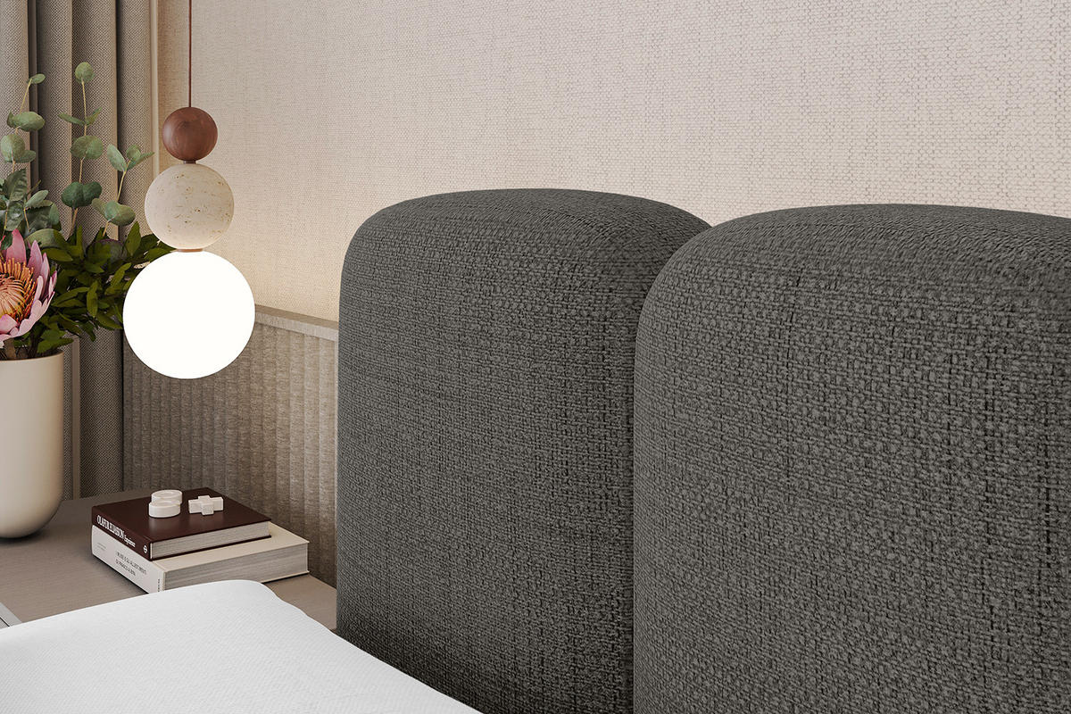 BOXBETT mit Matratze H4 - NINA - 160x200 cm - Grau - Grau, Holzwerkstoff (160/200cm) - ALTDECOR
