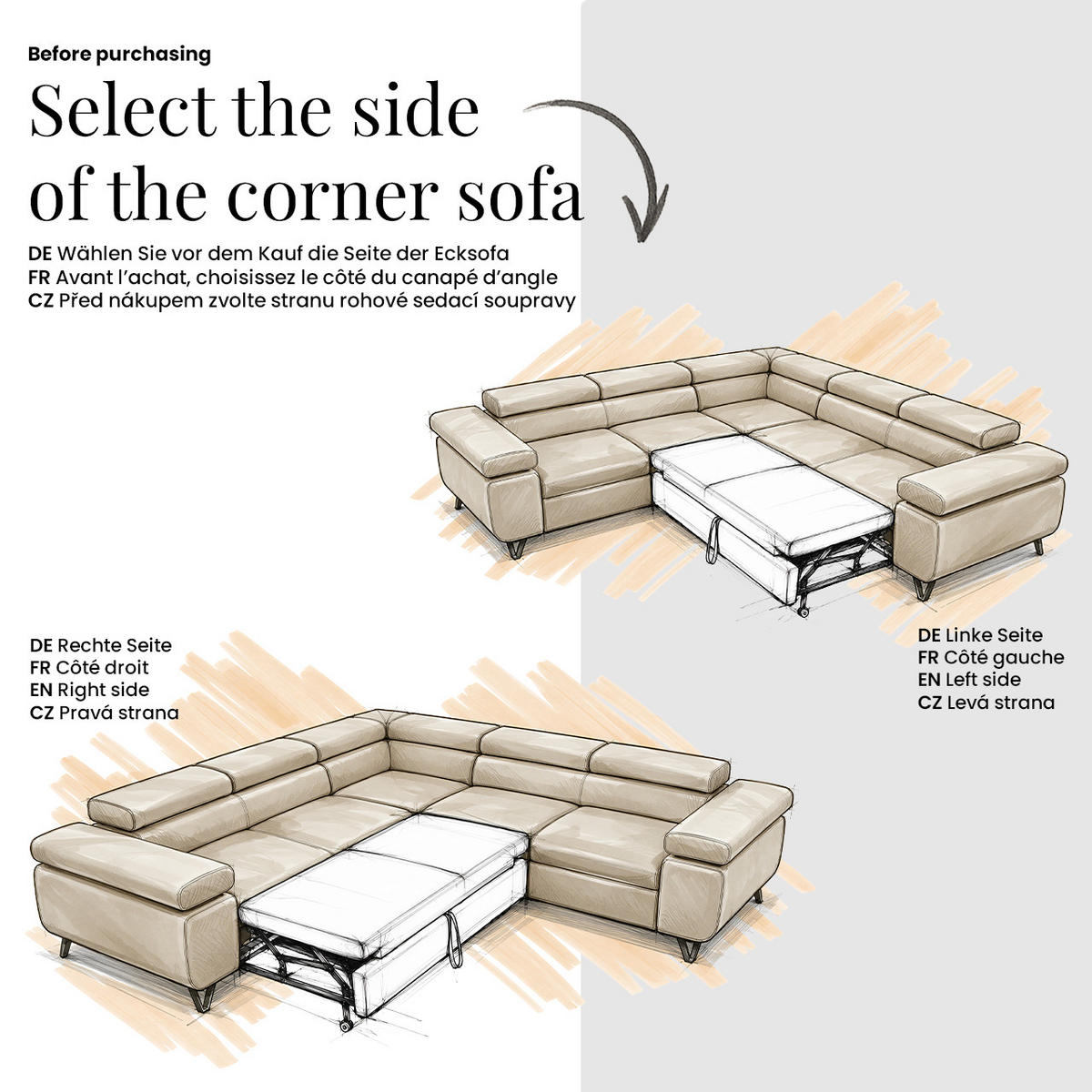 ECKSOFA FALCO L - Dunkelgrau Velvet - Links Seite - Dunkelgrau/Anthrazit, Textil/Metall (197/268cm) - MKS