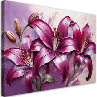 WANDBILD lilienblüten lila bemalt - Lila, Textil (60/40cm) - Feeby