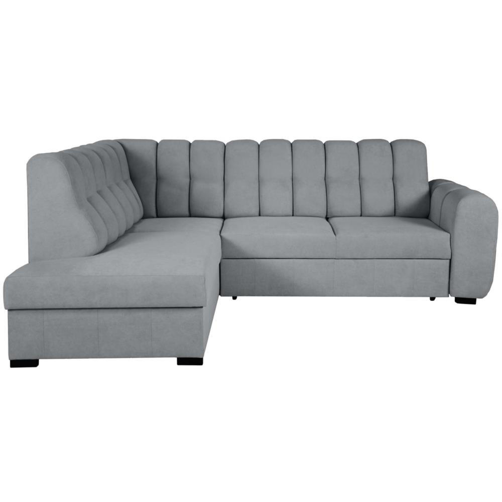 ECKSCHLAFSOFA Zoja links grau - Schwarz/Grau, Textil (261/193cm) - Beautysofa