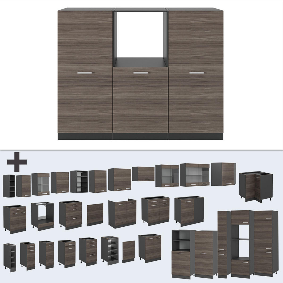 Anthrazit/Grau, Holzwerkstoff (180/81.6/46cm) - Vicco