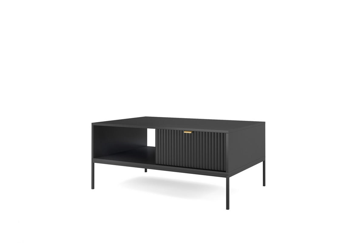 COUCHTISCH NOVA - L104, goldenen Akzenten, 104x68x46 cm Schwarz - Schwarz, Holzwerkstoff/Kunststoff (68/104/46cm) - DomoHome
