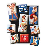 MAGNETSET 9-teilig Pin Up Ahoy - Multicolor, Metall (7/9/2cm) - Nostalgic-Art