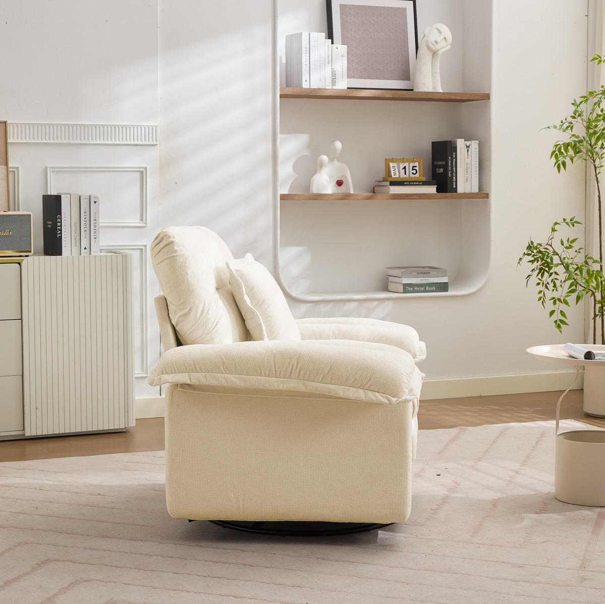 SESSEL mit 360°-Drehfunktion Chenille Beige - Beige, Metall (84/96/116cm) - Meubliv