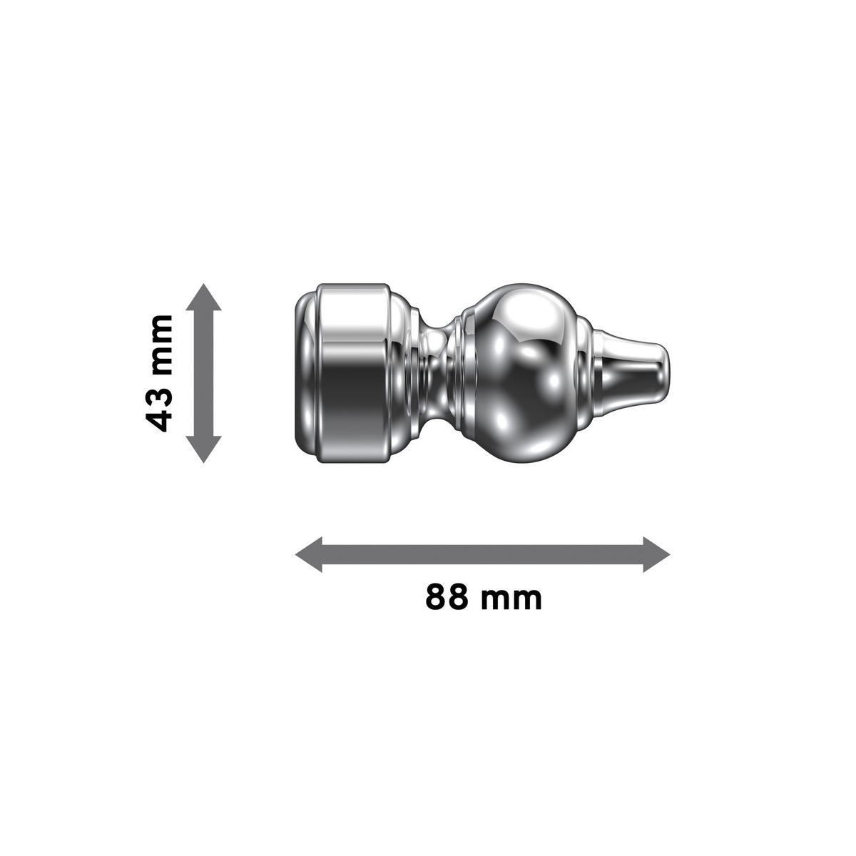 ENDSTÜCKE FÜR GARDINENSTANGEN 28 mm Ø, Rondo Chrom, Packung 2 Stück - Chromfarben, Kunststoff (8.8/4.3/4.3cm) - INTERDECO