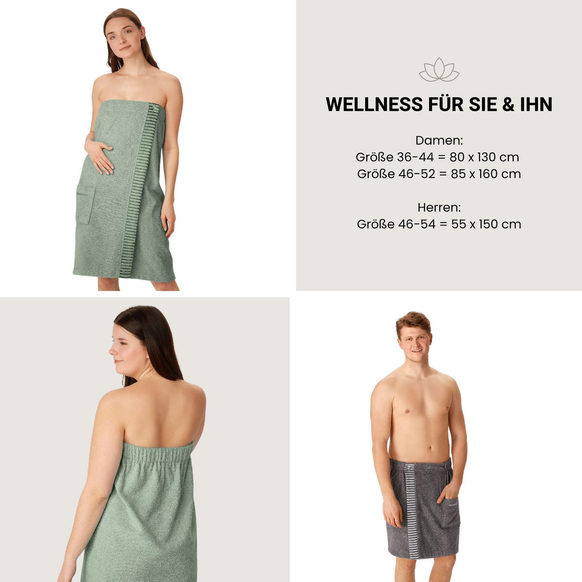 SAUNAKILT Rom Damen - 36-42 - Hellgrün - Hellgrün, Textil (80/130cm) - SCHIESSER