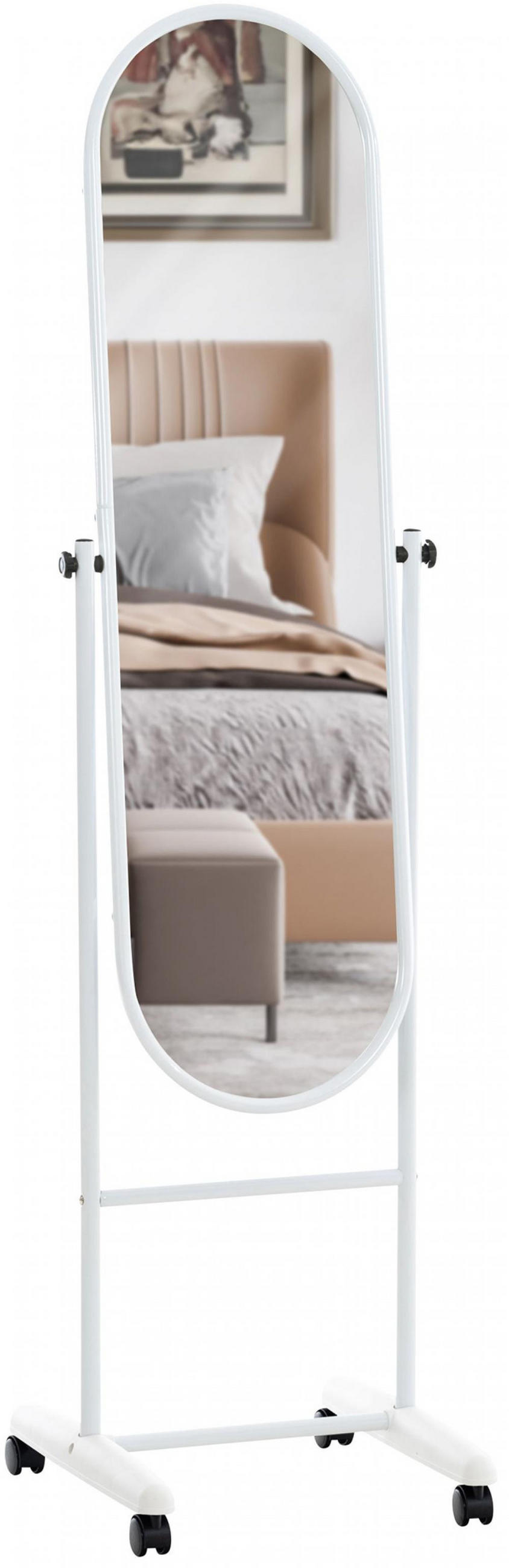 STANDSPIEGEL oval 40/42/155 cm Metall weiß - Weiß, Metall (40/155/42cm) - CLP