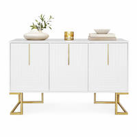 SIDEBOARD in Weiß Anrichte mit 3 Türen und verstellbaren Regalen für Esszimmer und Küche, B138/T40/H80.5 cm - Goldfarben/Weiß, Holzwerkstoff/Metall (138/80.5/40cm) - STILVORA