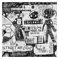 FOTOTAPETE Abstract Graffiti Art Schwarz Weiß 192/192 cm - Schwarz, Papier (192/192cm) - Bilderwelten