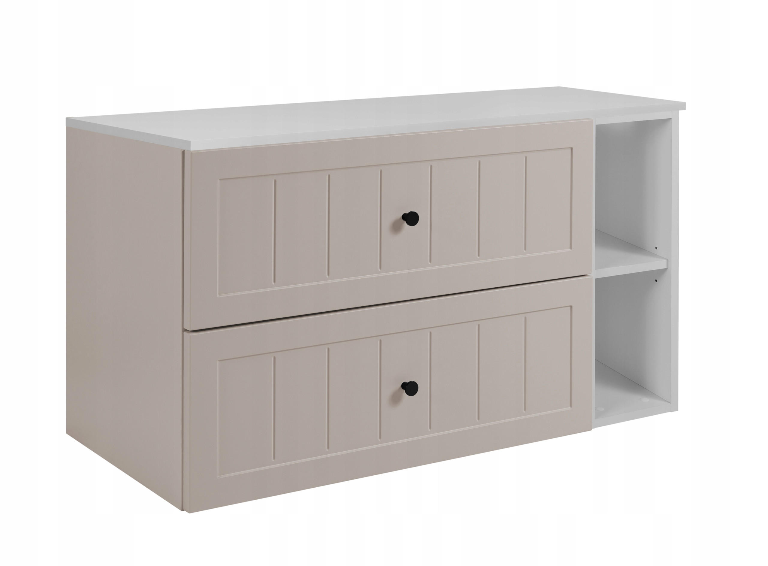 WASCHBECKUNTERSCHRANK GUSTO 100 cm mit Arbeitsplatte Farbe: Mattweiß mit einem Regal Kaschmir - Kaschmir/Weiß, Holzwerkstoff (100/58/46cm) - Rodan