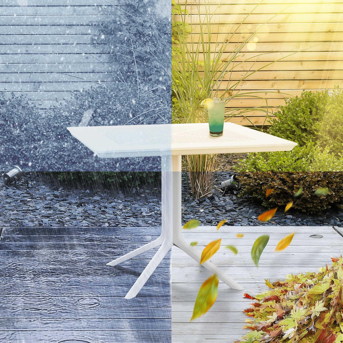 GARTENTISCH eckig 80/80/74 cm Kunststoff Weiß - Weiß, Kunststoff (80/80/74cm) - CLP