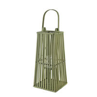 LATERNE Lucie 23/23/48cm Weidengeflecht Holz - Grün, Naturmaterialen/Holz (23/48/23cm) - Mondex