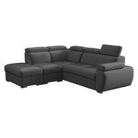 ECKSOFA Boston 2RR1P, Seite: Links PUFAP+R+1P(65)+2R - Silberfarben/Grau, Holz/Textil (260/230cm) - MIRJAN24