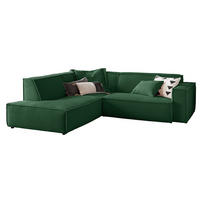 ECKSOFA SAMU Smaragdgrün Cord - Smaragdgrün/Schwarz, Textil (254/224cm) - KAWOLA